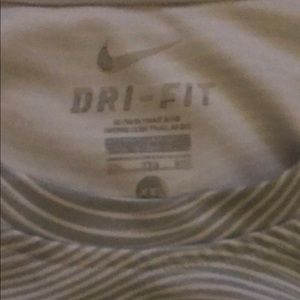 Nike Dry-Fit workout Tee (White with Teal stripes)